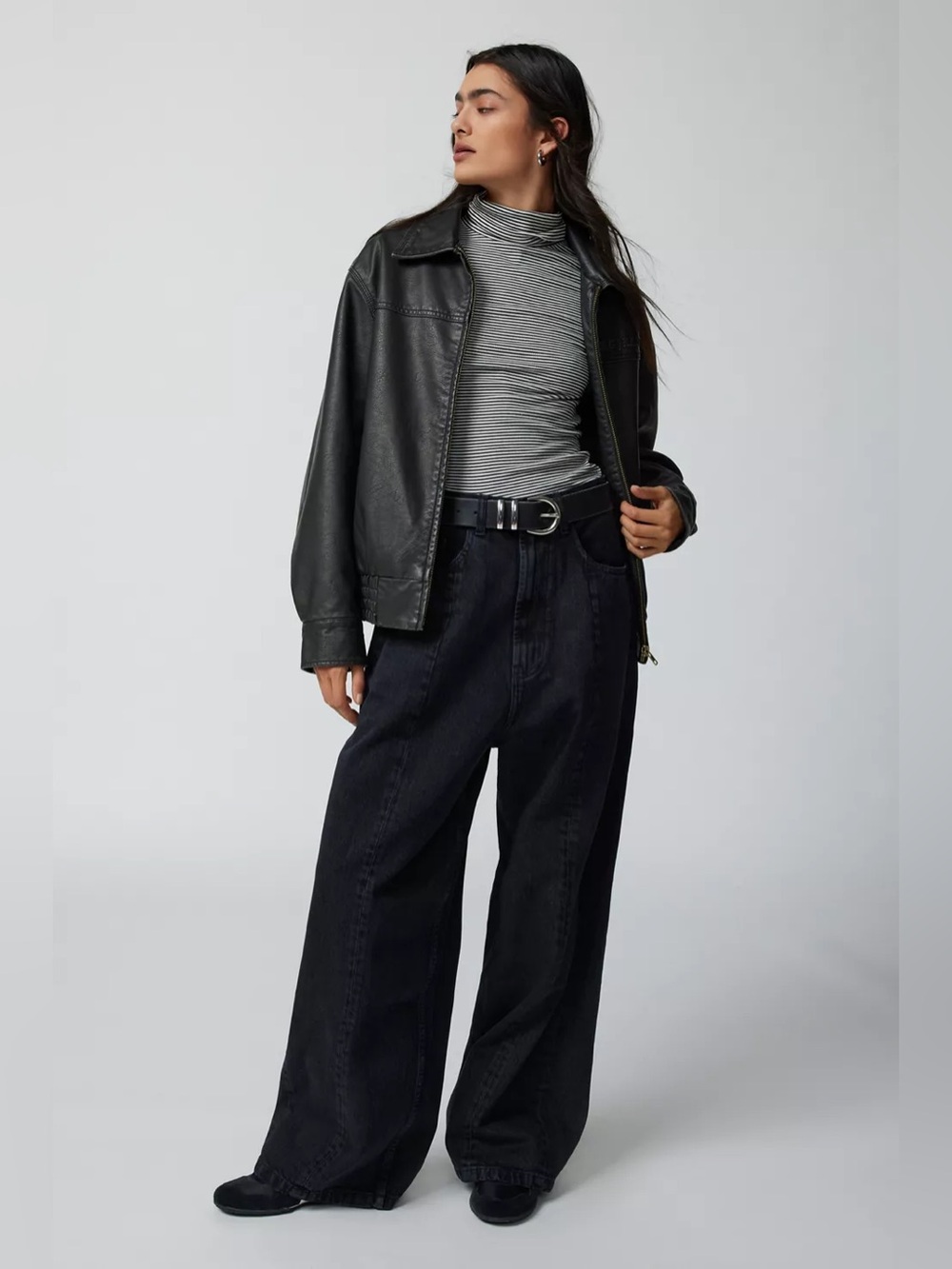 NEON DENIM Urban Outfitters Leroy Black Wide-Leg High-Rise Jeans